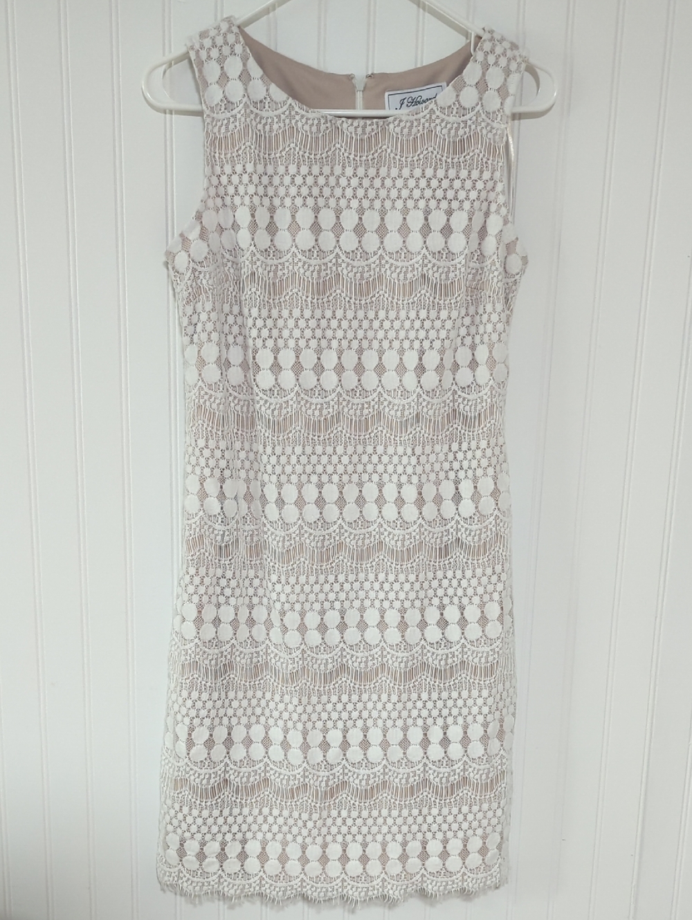 J Howard Cream Crochet Sheath Mini Dress